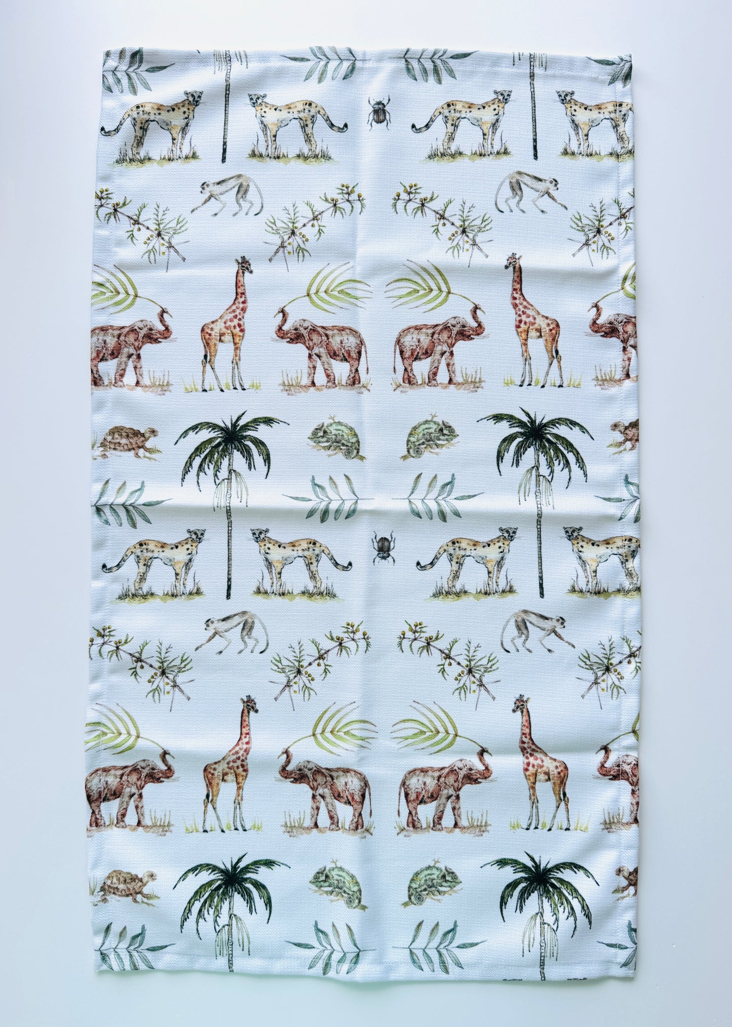 Kitchen Tea Towel- Animal mix on white