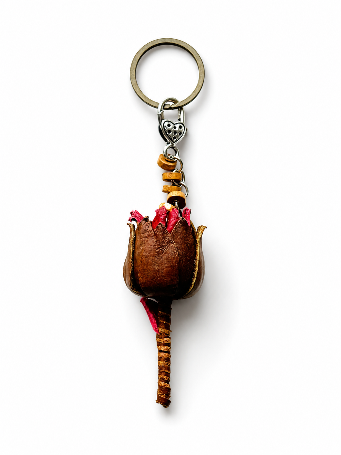 Leather Protea Keyrings-Brown