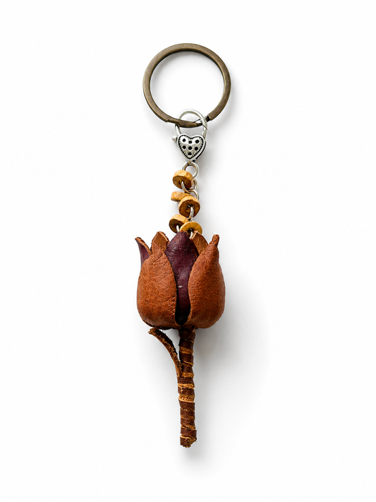 Leather Protea Keyrings-Brown
