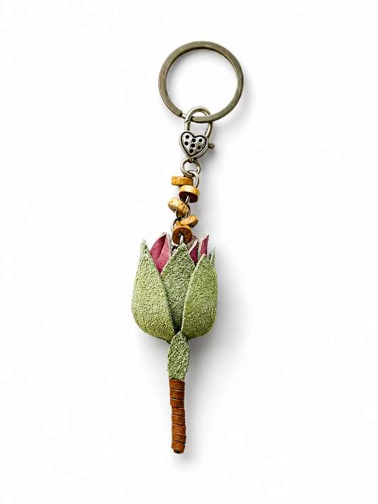 Leather Protea Keyrings-Brown
