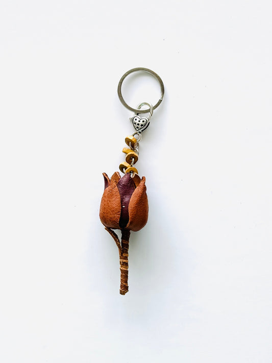 Leather Protea Keyrings-Pink