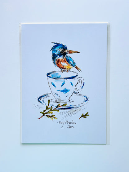 Tiny kingfisher in Cup