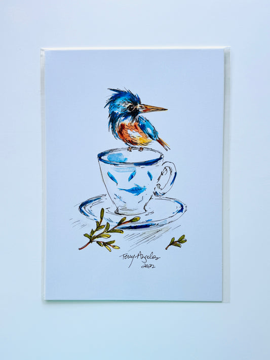 Tiny kingfisher in Cup