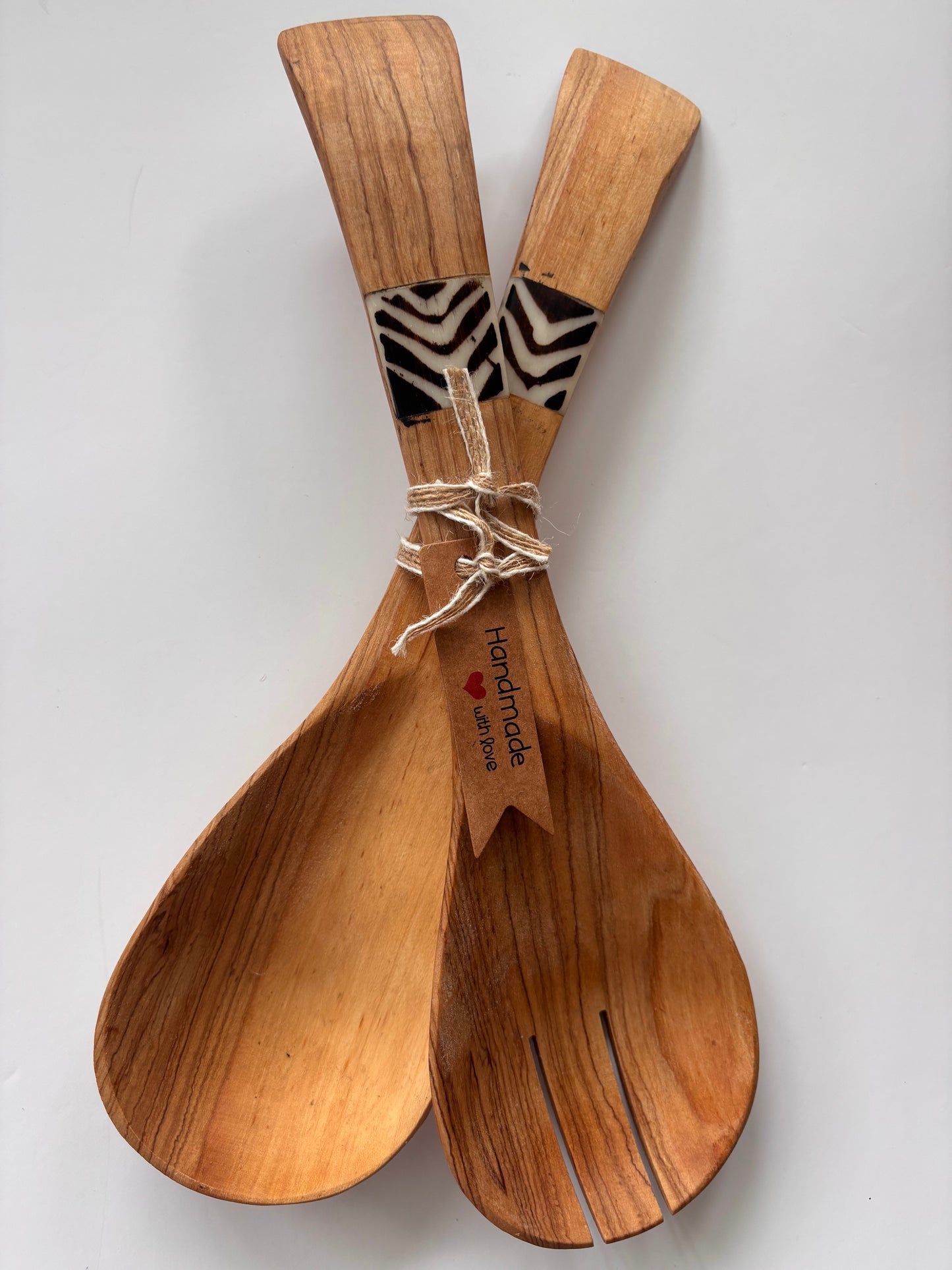 Salad Server Spoons-Flat Bone