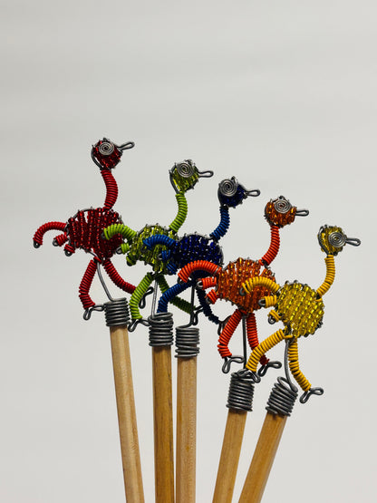 Beaded Pencil Toppers-Ostrich